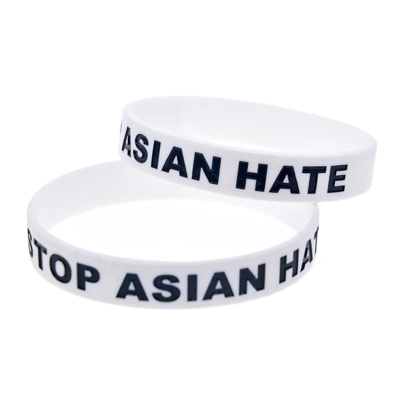 1 PC Stop Asian Hate Silicone Bracelet Minimalist Peace Theme Daily Wear Wrist Band