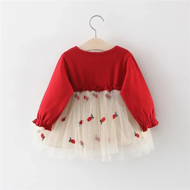 6M-3T Spring Autumn Newborn Baby Dresses for Girl Princess Lace First Birthday Girl Party Dresses Red Baby Outfits Clothes 2024