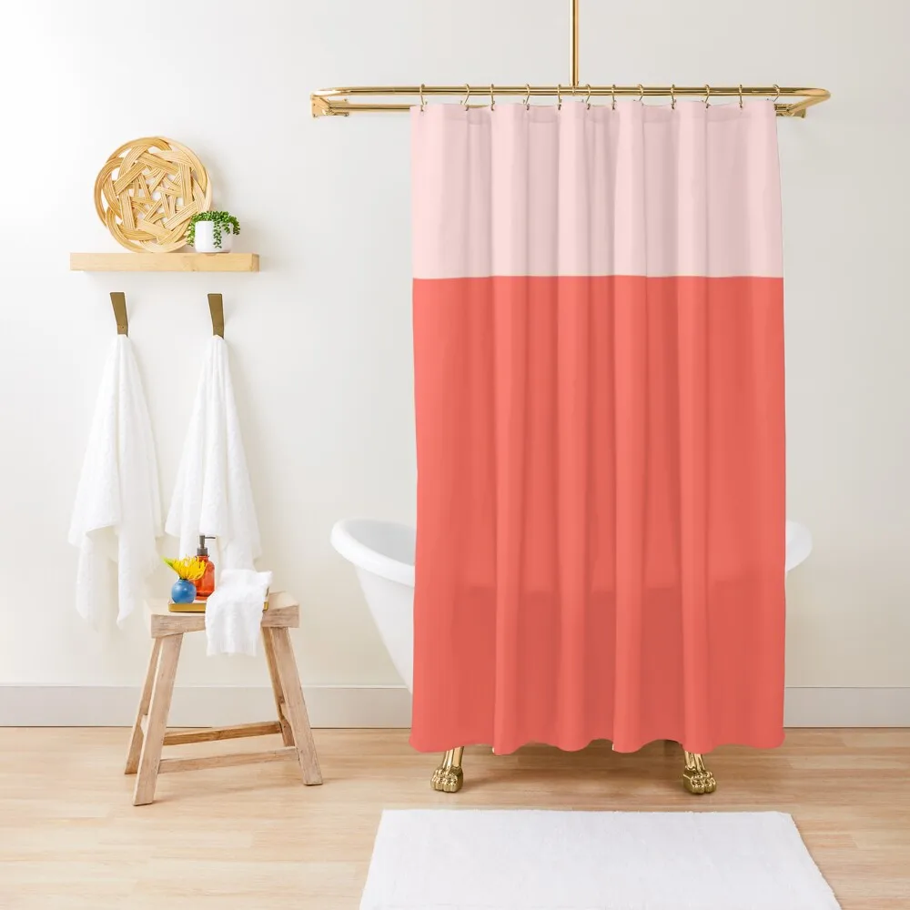 

Coral and Pale Pink Color Block - Blush Minimalism Shower Curtain Shower Set Luxury Bathroom Shower Bathroom Accessory Curtain