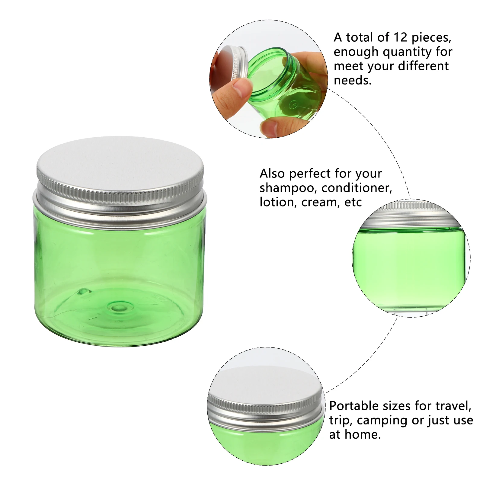 

12pcs 50G Plastic Creams Containers Empty Storage Pots Portable Travel Camping Home Use Shampoo Conditioner Lotion