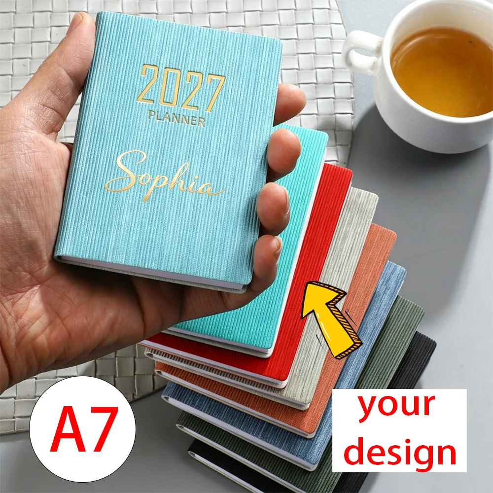 Personalized Name 2027 A7 English Plan Book Portable Thin Weekly Calendar Book Mini Daily Plan Notebook