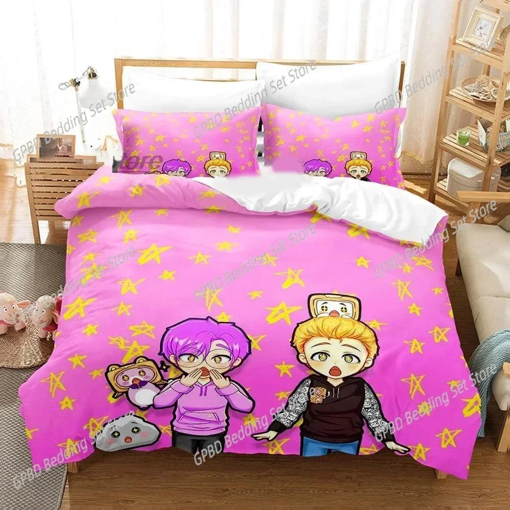Cartoon Foxy Boxy Lanky-box 3D Bedding Set Duvet Cover Pillowcases Single Twin Full Queen King Size Home Decor Quilt Boys Gift Q