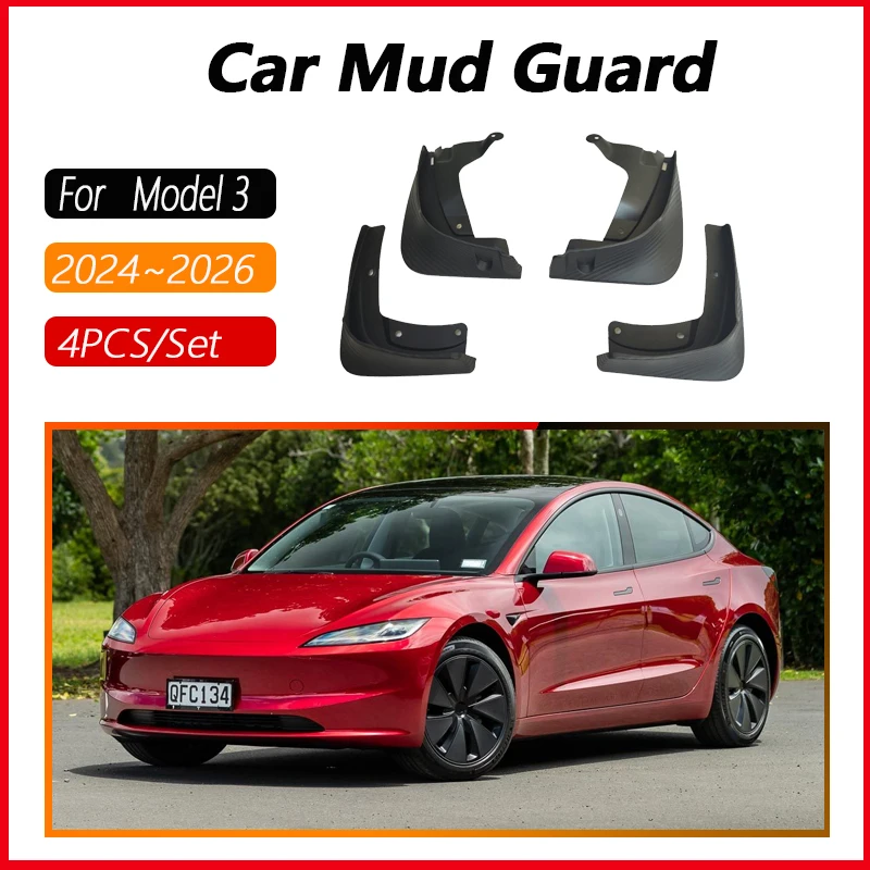 Car Mud Flaps For Tesla Model 3 Accessories 2024 2025 2026 Car Wheel Fender Antifreeze Mudguard Atuo Splash Mudflaps Accessories