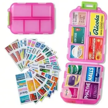 Cestovní organizér na léky, 147 značkových přenosných kapesních kabelek, lékárnička s 10 přihrádkami a malým pouzdrem na léky 6 nejlepší prodej roztomilá krabička na léky - №6