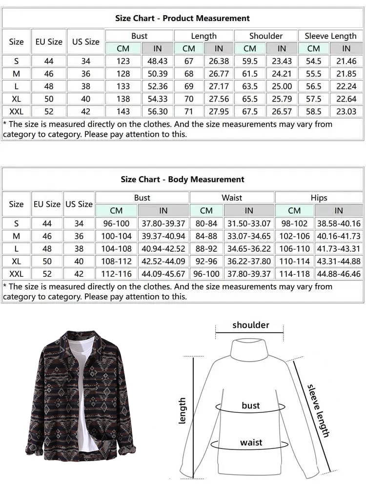 ZAFUL Men\'s Single Breasted Ethnic Style Tribal Geo Aztec Printed Wool Blend Dual Pocket Shirt Jacket Shacket