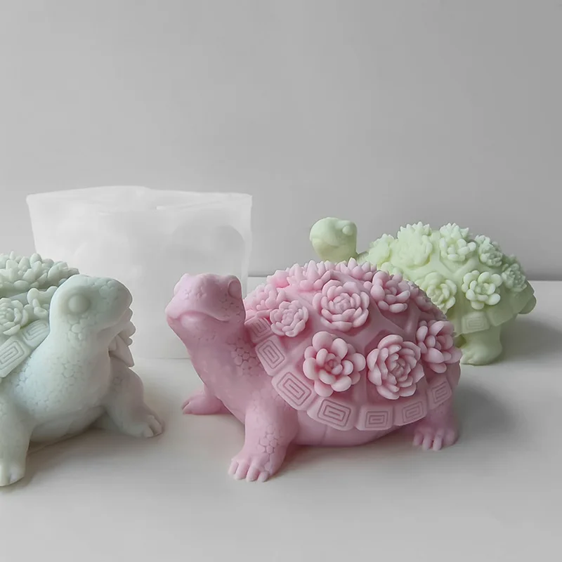 

3D Silicone Scented Candle Mold, DIY Cute Succulent Turtle, Frog Epoxy Resin Plaster Making Supplies,Home Ornaments