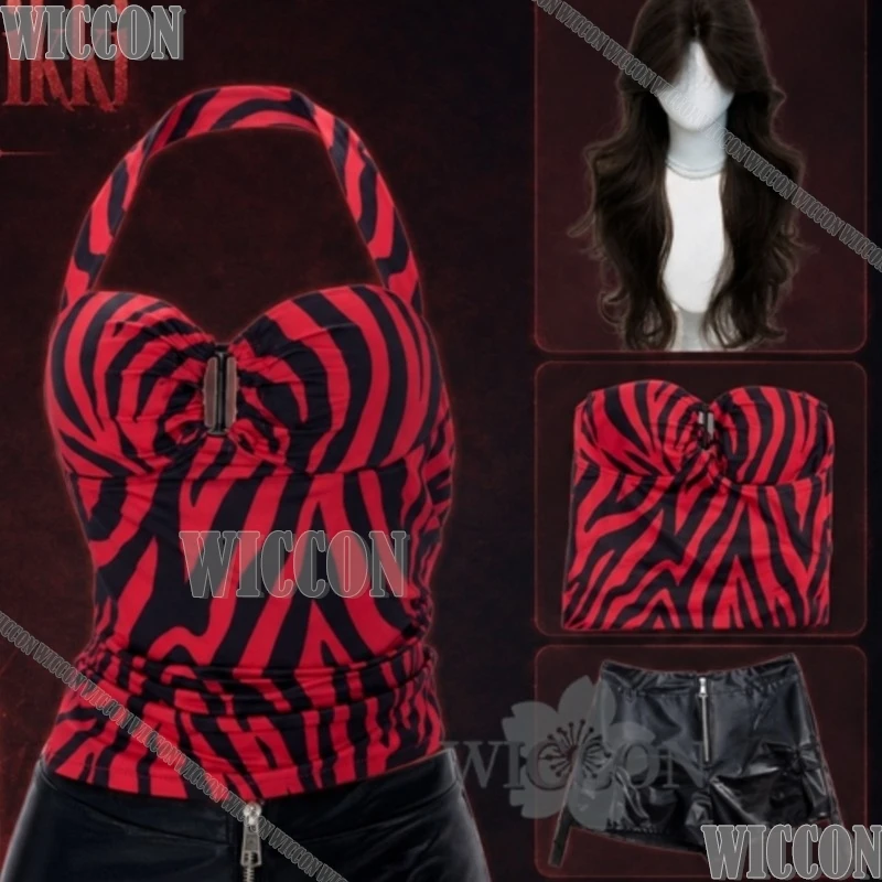 Costume de cosplay Nikki : Obsession du film d'horreur, haut dos nu, short en PU, perruque courte, One Wish Willow, pour Halloween, jeux de rôle, festivals, Comic Con.