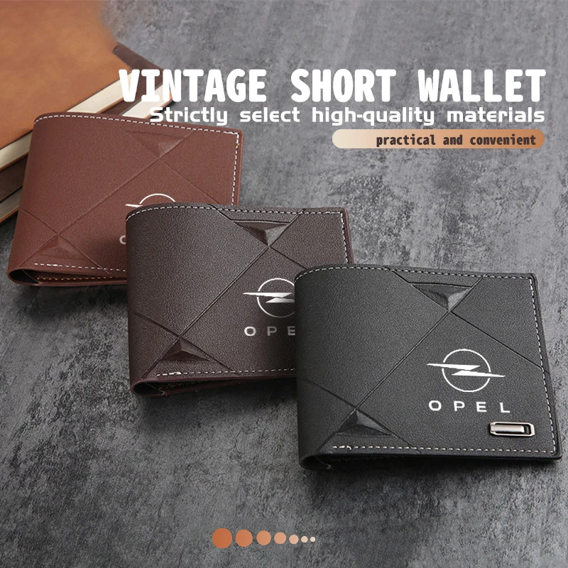 For Opel Car Styling Men Fashion Short Wallet Coin Purse Credit Card Organiser Accessories Insignia Corsa Grandland Antara