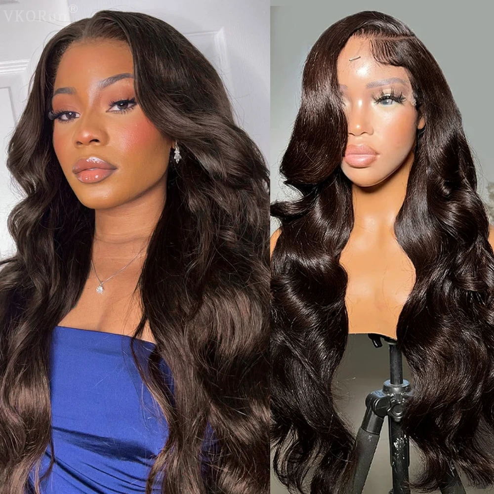 

Шоколадно-коричневые объемные волны, кружевные передние парики из натуральных волос, 36 дюймов, предварительно выщипанные кружевные фронтальные парики, человеческие волосы, плотность 200%