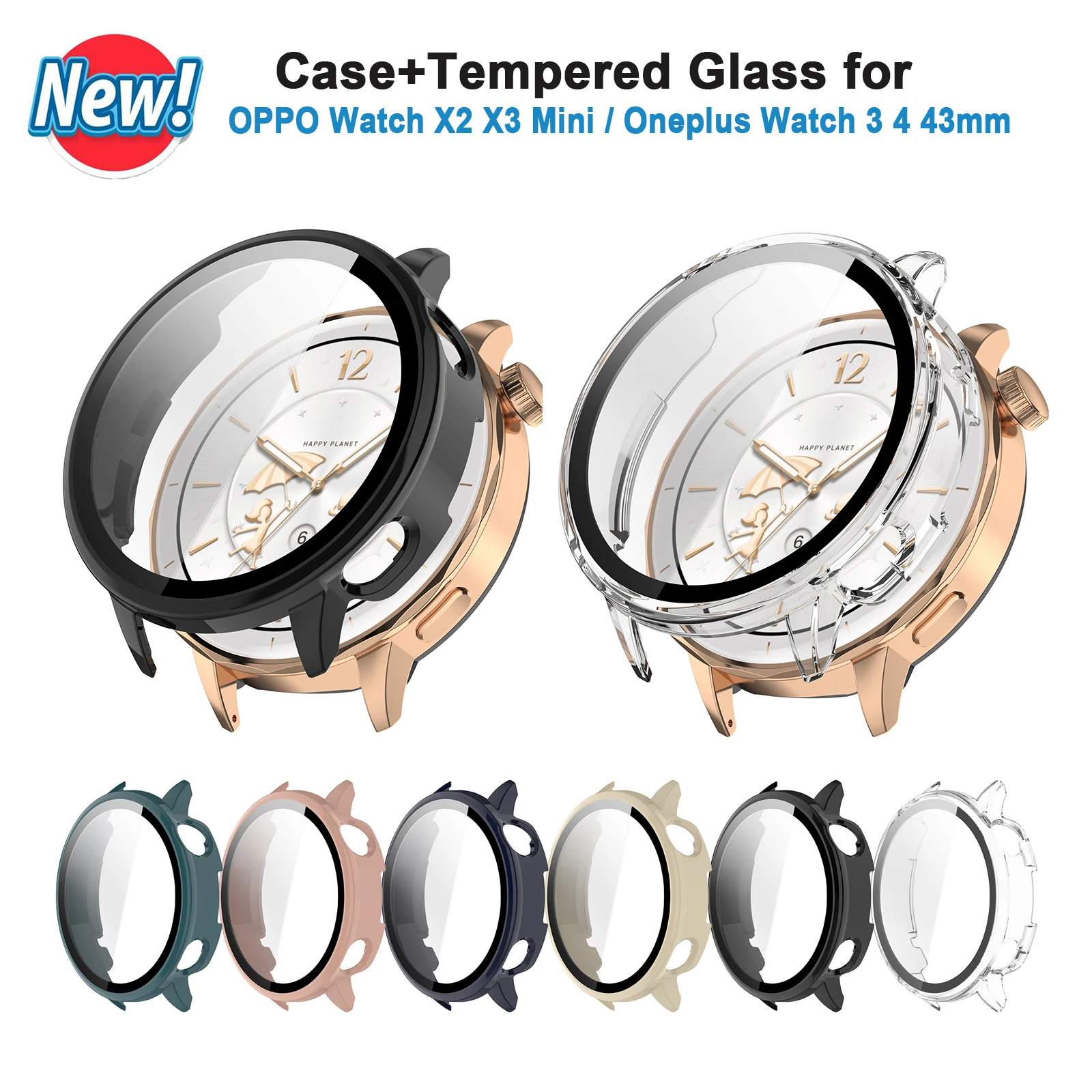 Case+Tempered Glass for OPPO Watch X3 X2 Mini SmartWatch All-Around Screen Protector Bumper for Oneplus Watch 4 43mm Accessories