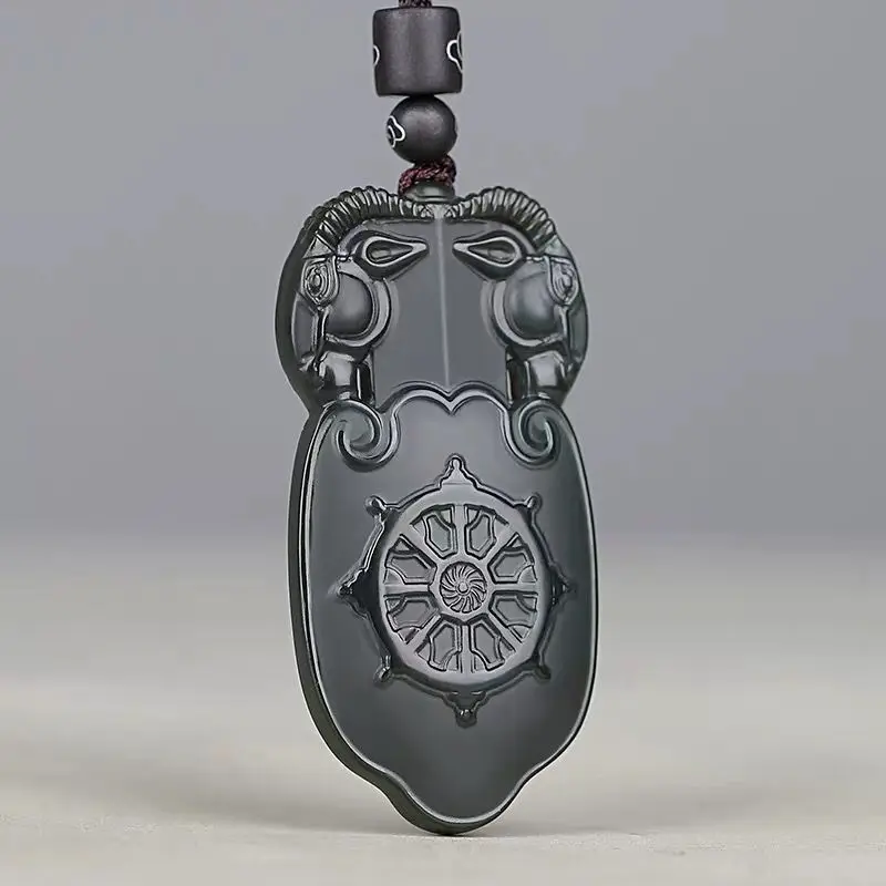 

Ingenious Hand-carved Three-dimensional Two-sided Craftsmanship Natural Qing Jade Pendant Chic Jewelry Accessories Necklace Gift