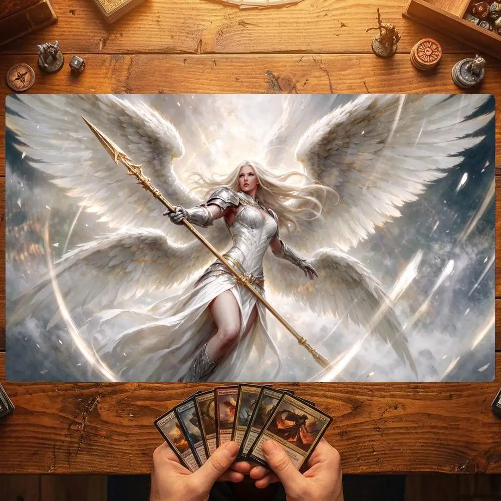 White Angel Scythe Magic Party Game Mat Durable Rubber for MTG&TCG Games 35X60 Mouse Pad Offices Desk Mats Friendly Design
