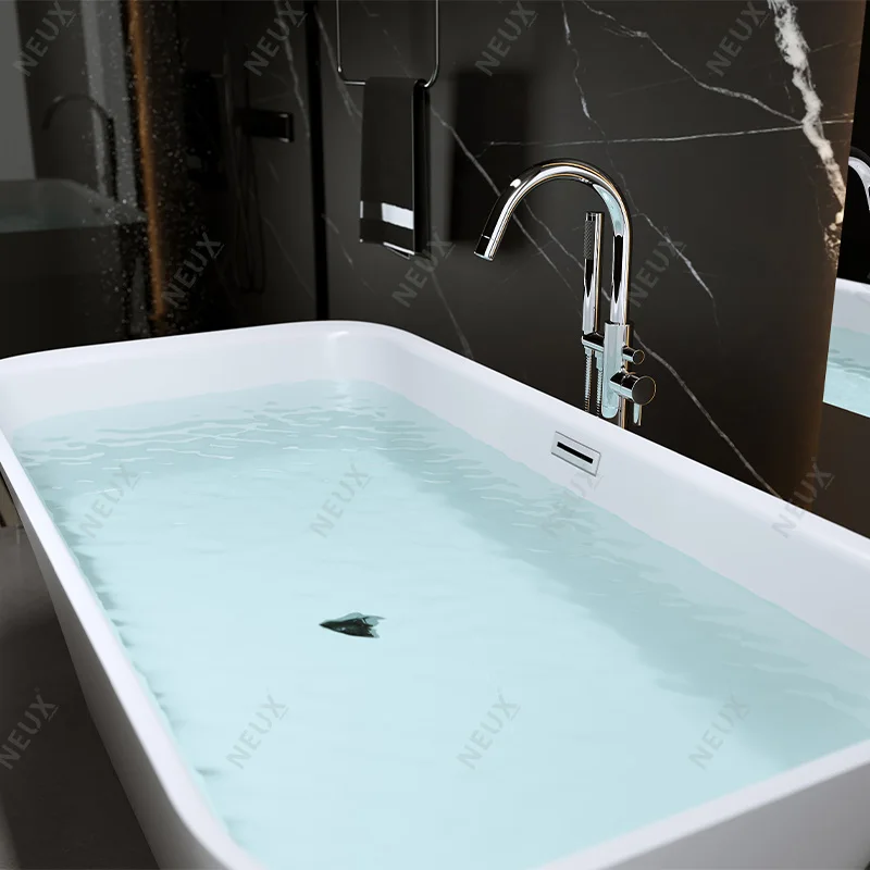 Bathroom Hotel High Quality Stand Alone Flat Bottom Bathtub Acrylic Freestanding Soaking Tubs