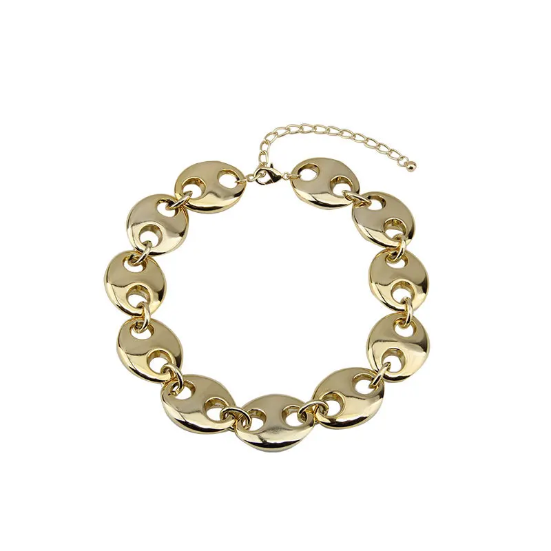 Vintage Exaggerated Thick Chain Pig Nose Necklace Hip Hop Feminine Chic Acrylic Choker Birthday Party Jewelry Accessory