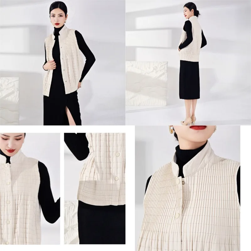 Miyake Fold Autumn/Winter 2025 New Cotton Vest Women's Outfit Design Versatile Cotton Jacket Cotton Robe Women's Jacket Pleats #1