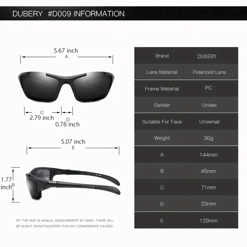 DUBERY Polarized UV400 Protection Sunglasses For Men And Women 9 Colors Model 400