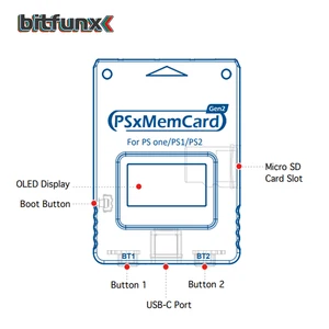 Penyimpanan Game Bitfunx PSxMemCard Gen2 Store untuk Game PS1 dan PS2 untuk Konsol Game PlayStation1 PS one Playstation2 12 penjualan terbaik psp vita 2000 - №
