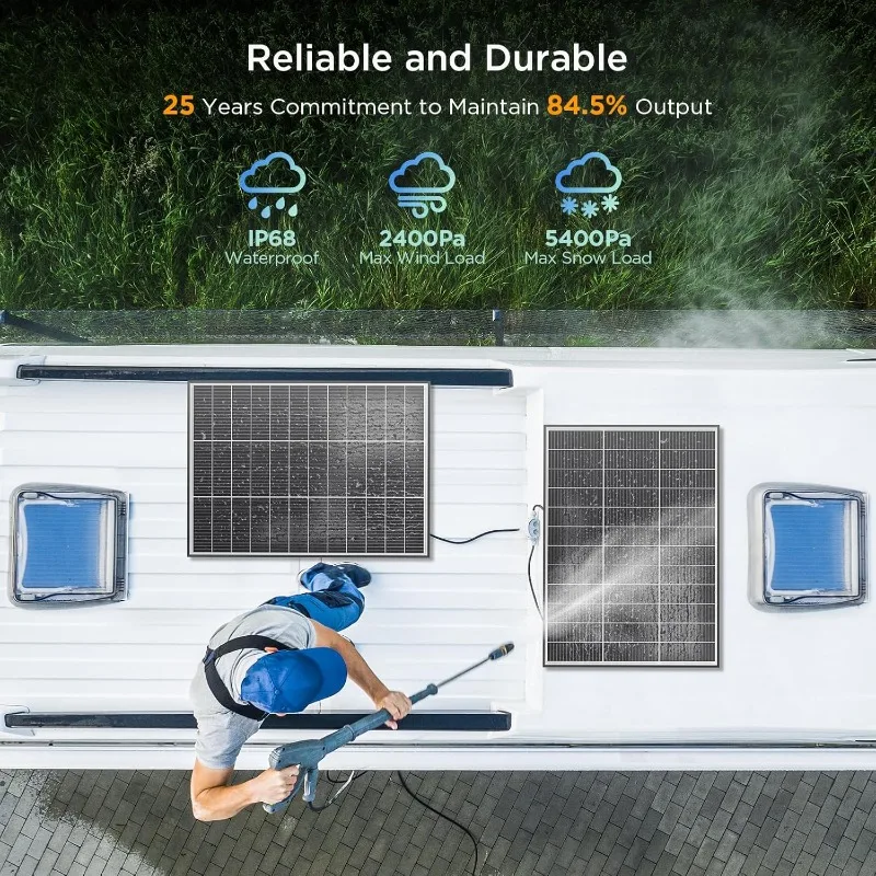 Pannello solare 16BB da 200 Watt, pannello solare compatto da 2 pezzi 12V 100W, moduli fotovoltaici monocristallini ad alta efficienza del 25%, ideale per R