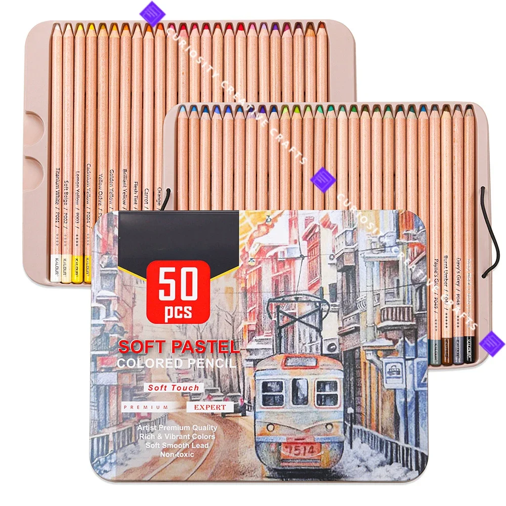 Juego de lápices de colores Pastel suaves, pigmentos brillantes profesionales, Kit de bocetos de dibujo de Color madera para artista, diario de