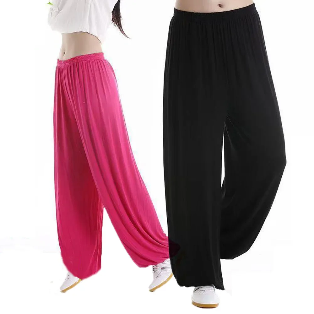 Calças modais tai chi de alta qualidade verão calças de treinamento soltas kung fu yoga lanterna