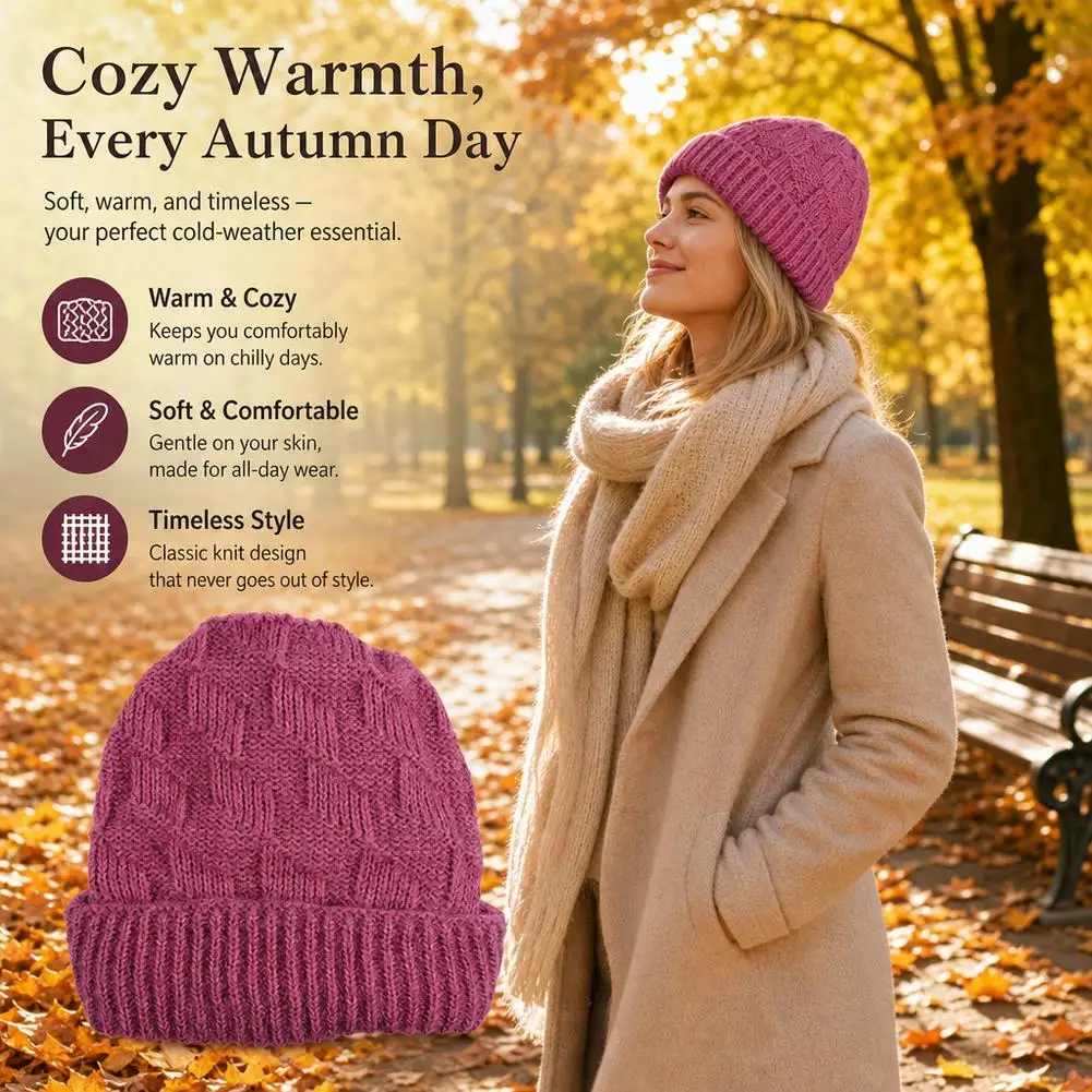 Thickened Double-Layer Large Fried Dough Twist Knitting Wool Hat for Fashionable Middle-Aged And Elderly Women Autumn Winter War