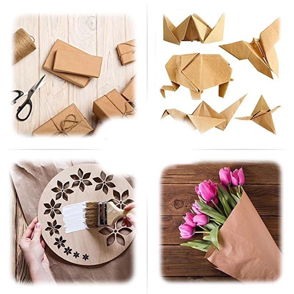 Blumen-Geschenkpapier, Kraftpapier, Geschenkverpackung, 10 Meter lang – Detail 5