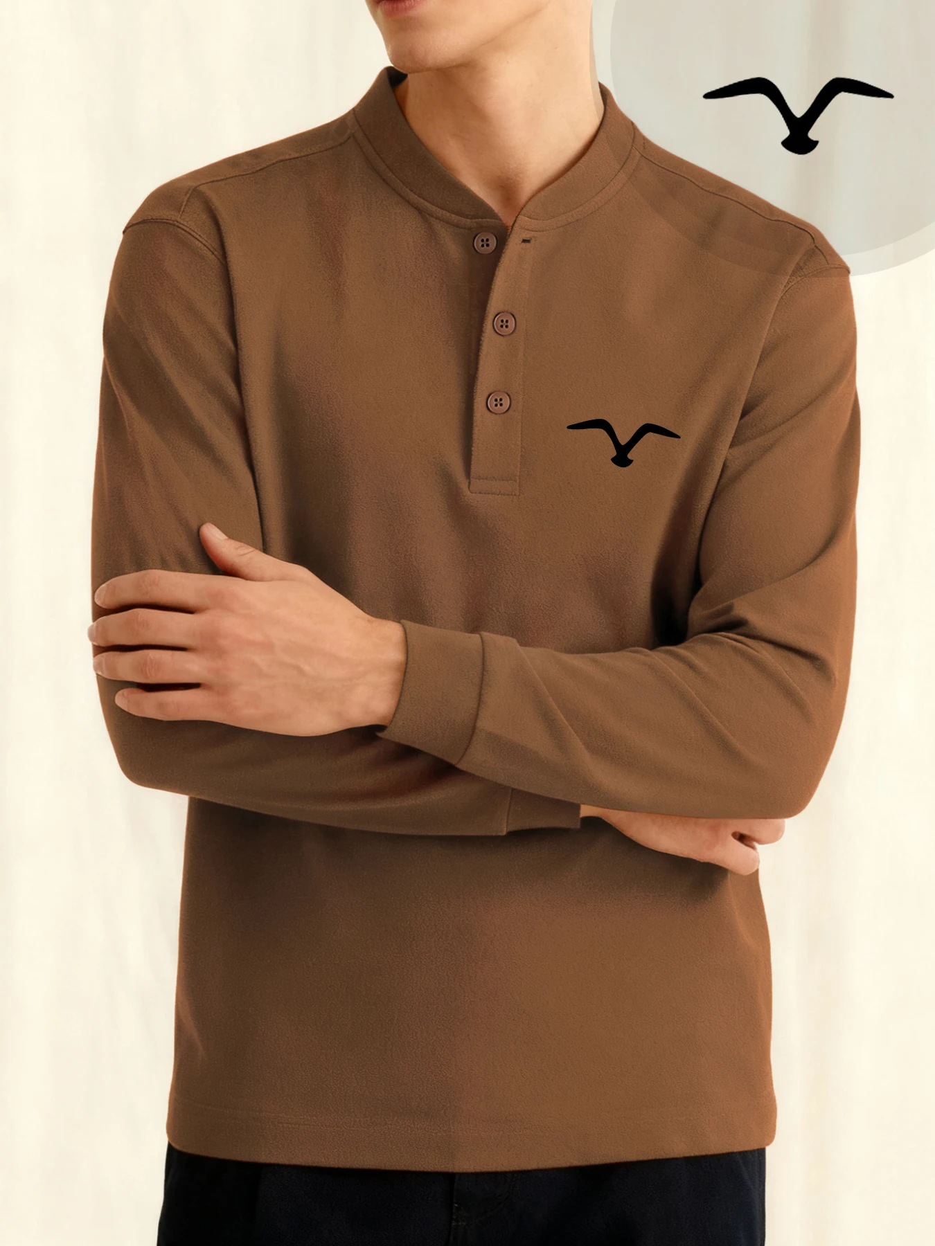 النورس شكل طباعة الرجال هنري قمصان عادية جديدة طويلة الأكمام الأعمال الخريف قميص عالية الجودة بلوزات على الموضة ملابس مريحة