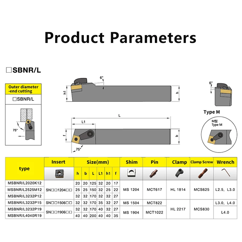 Msbnr1616 msbnr2020 msbnr2525 msbnr3232 ferramenta de torneamento externo msbnr msbnl torno barra torneamento titular cnc ferramenta corte cortador barra