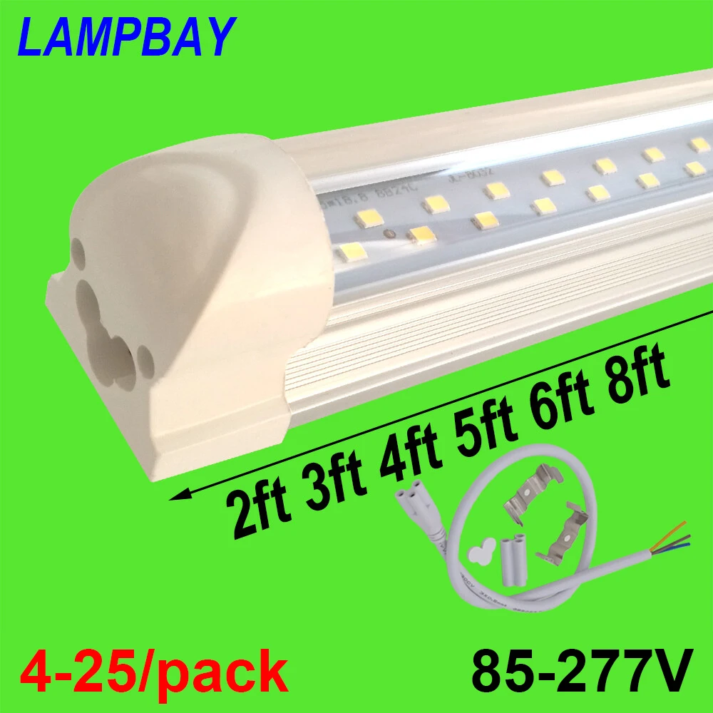 

Суперяркие двухрядные светодиодные лампы T8, интегрированные светильники 2, 3, 4, 5, 6, 8 футов, линейные барные лампы с комплектующими, коммерческое освещение