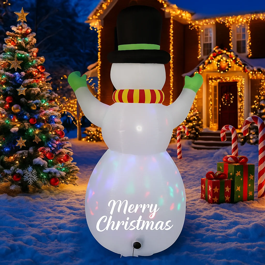 7.2FT LED Inflatable Xmas Yard Decor Snowman Christmas Home Decoration Ornament Festive Toy Christmas Supplies Holiday Gift