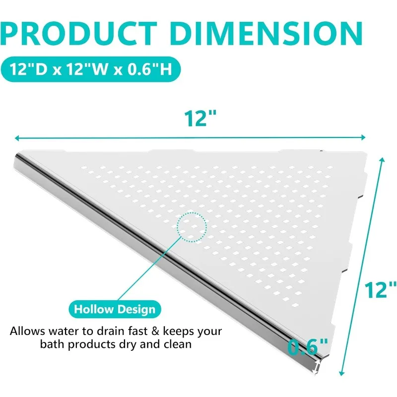 2 Pack Bathroom Corner Shelf, Recessed 12