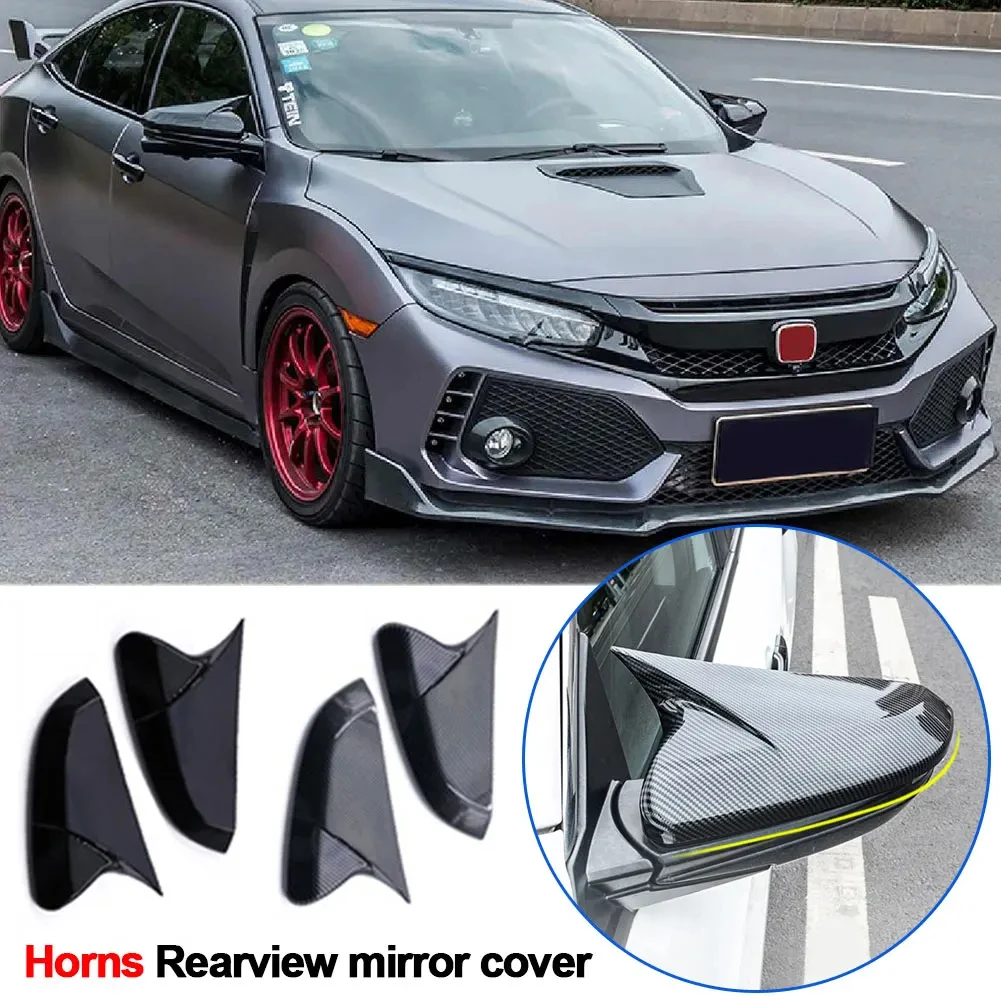 

Horn Shape ABS Carbon Fiber Style Rear View Side Mirror Cover Rearview Caps For Honda For Civic 10th 2016 2017 2018 2019 2020