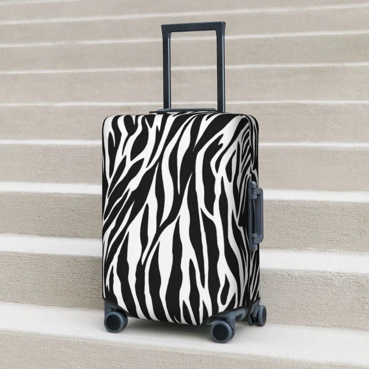 

Zebra Skin Illustrated Suitcase Cover Geometric Holiday Cruise Trip Fun Luggage Case Protector