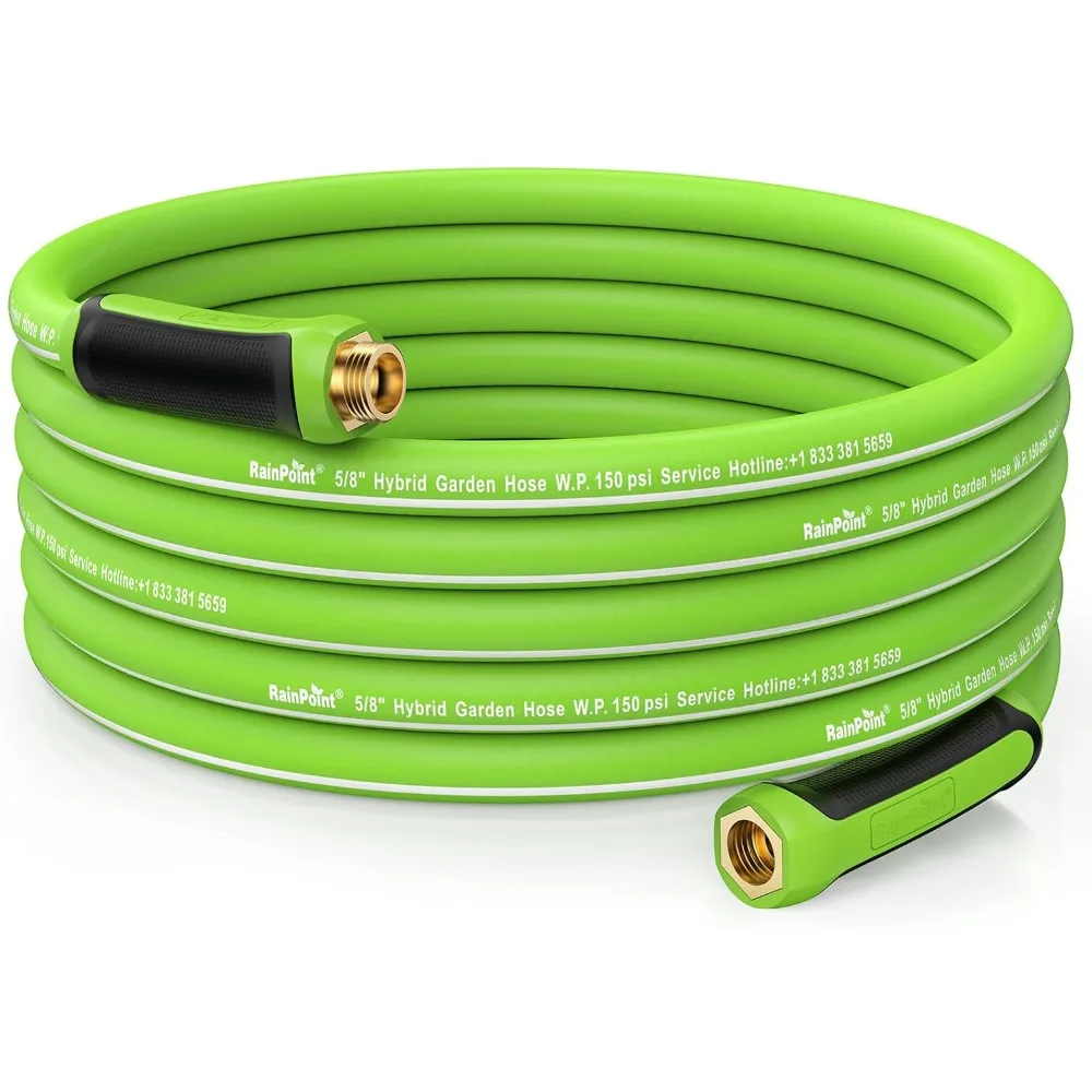 Garden Hose 50ft - Flexible Heavy Duty  with Swivel Grip - Lightweight, Hybrid Rubber, 5/8