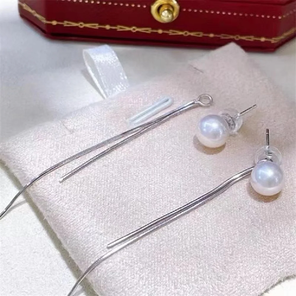 New pearl AAAA6-7mm natural South Sea tassel two wearing long pearl earrings 925s