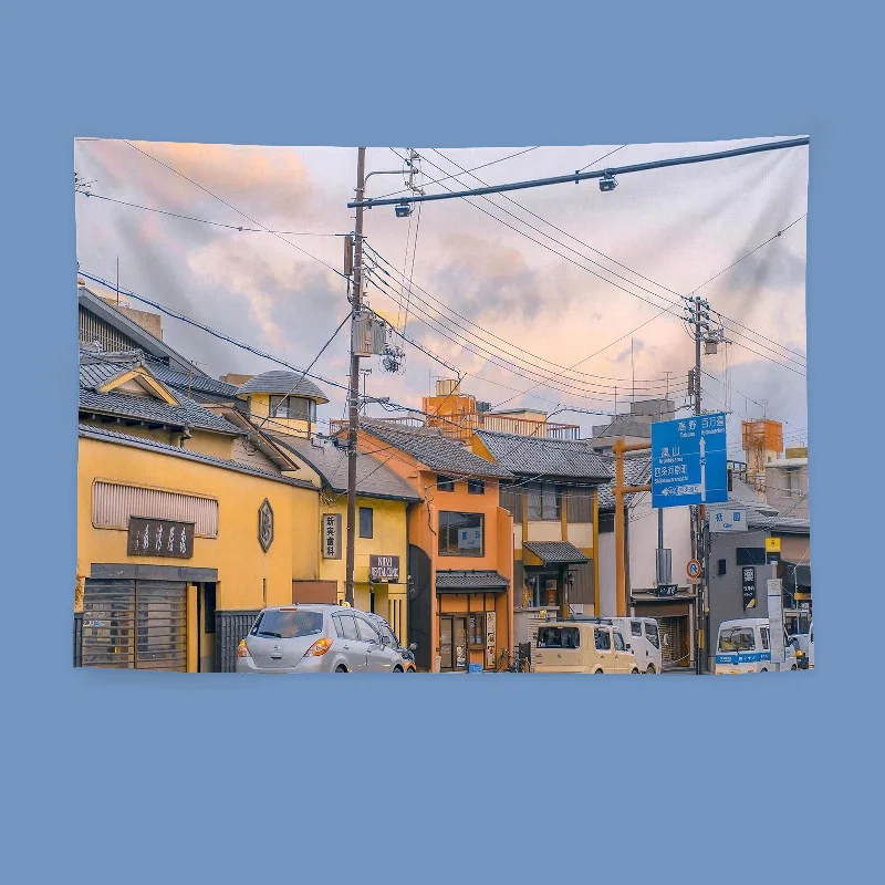 Japanese Landscape Background Cloth, Tapestry Wall Hanging for Bedroom Headboard Dormitory Living Room Home Decor