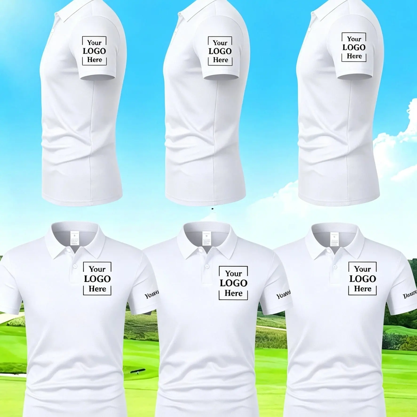 3-Pack Men's Custom Polo Shirts - Breathable Business Casual T-Shirts, DIY Custom, Father's Day Gift
