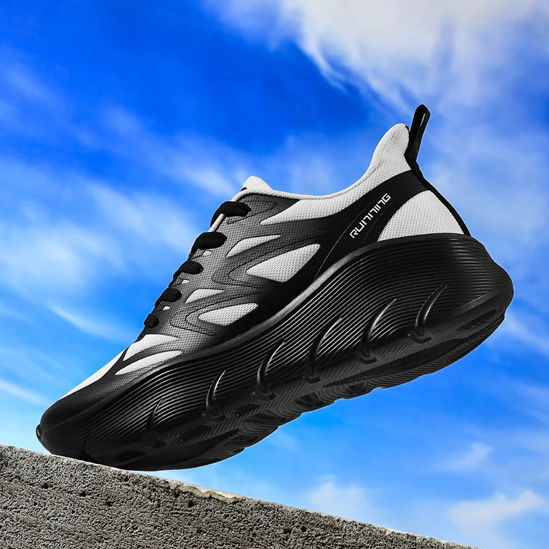 

Streetwear Men Sport Casual Sneakers Flexible Breathable Upper Anti Slip Thick Sole Daily Walking Outdoor Travel All Match Shoes