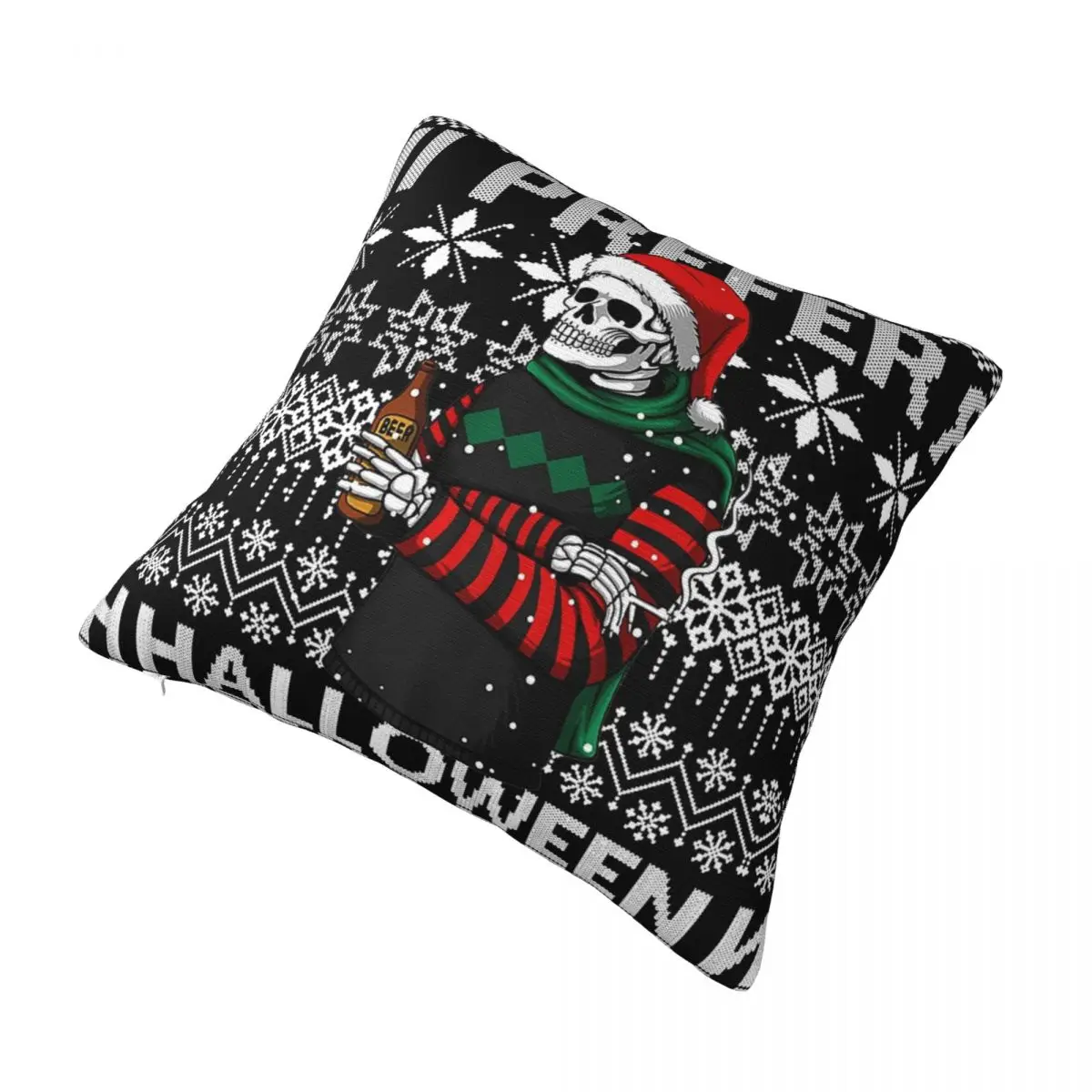 I Prefer Halloween Funny Christmas Skeleton Pillow Cover Accessories Decorations Skull Xmas Sweater Ugly PillowCase Multi-Size