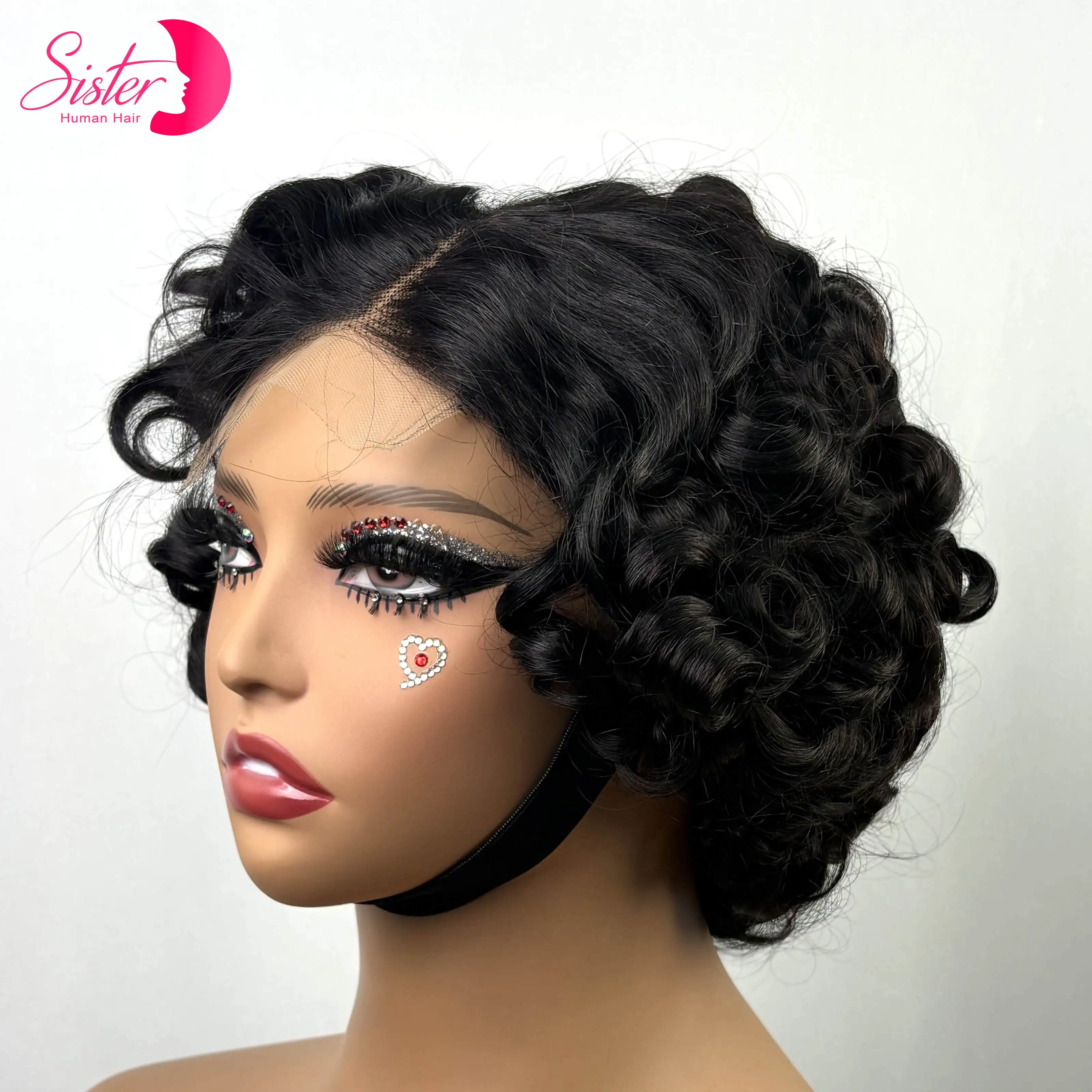 

250% Density 4x4 Transparent Lace Closure Loose Fumi Bob Wigs Short Colored Side Part Bouncy Curly Human Hair Wigs for Women