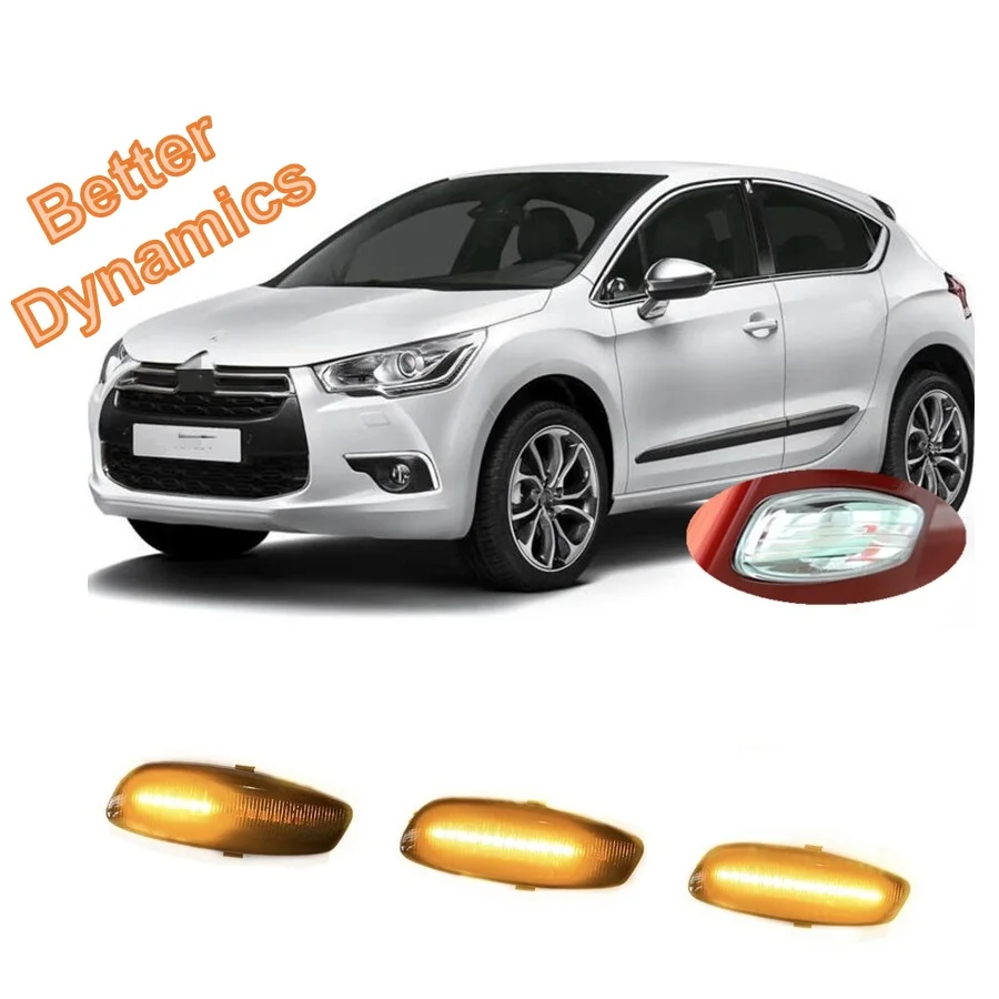 for Citroen DS DS4 Crossback 2011 2012 2013 2014 2015 2016 2017 2018 Sequential LED Dynamic Side Marker Signal Turn Light Lamp