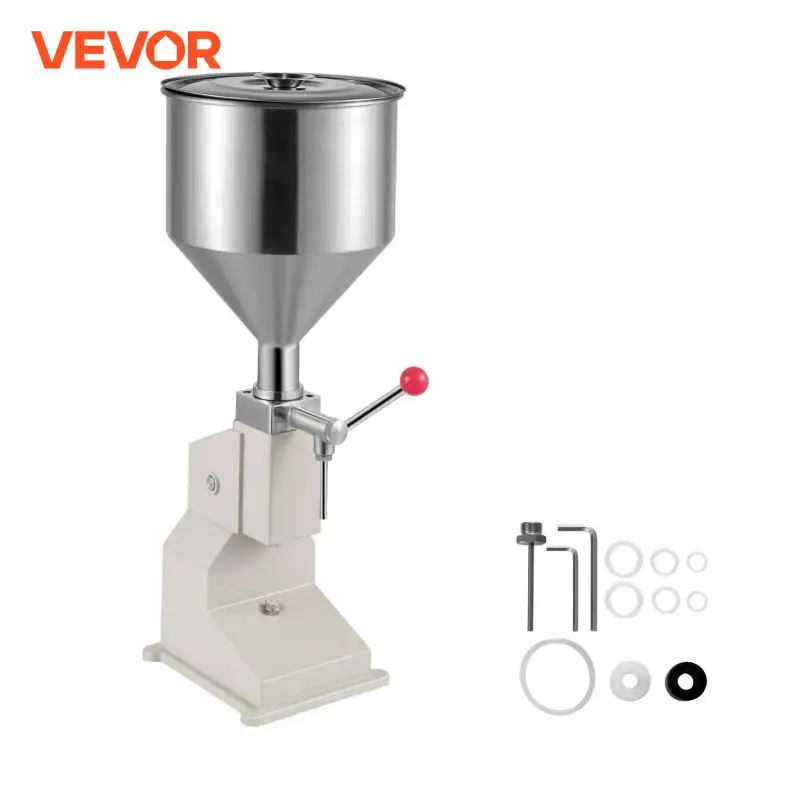 VEVOR 5~110ml Manual Filling Machine with 11.5L Hopper Adjustable for Accurate Filling Oil Shampoo Paste Cosmetics Liquid Filler