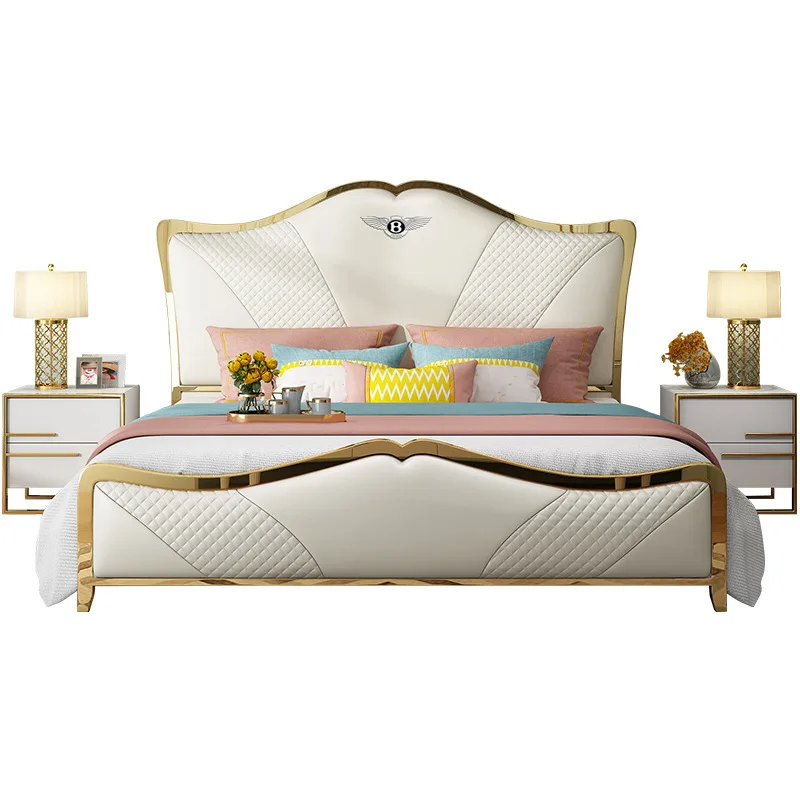 

Italian, light luxury, leather bed Internet celebrity master bedroom, modern, simple
