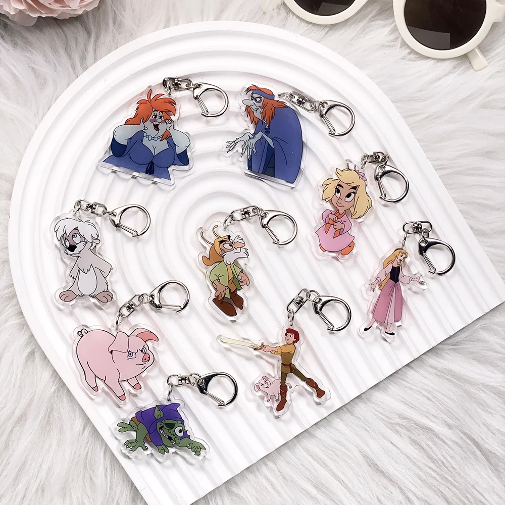 Llavero acrílico de Disney The Black Cauldron para coche, accesorios para bolsos, divertido y bonito llavero para mochila, llavero para fanáticos y amigos, 1/9 unidades