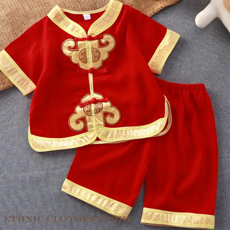 

Chinese Traditional Baby Kids Tang Suit One-Year-Old Costume Photography Clothes Chinese Spring Festival New Year's Clothing Set