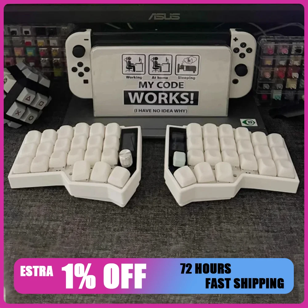 

Комплект беспроводной разделенной клавиатуры Corne RGB с возможностью горячей замены, разделенный комплект механической клавиатуры с ручкой экрана, джойстик, поддержка ZMK, подарок