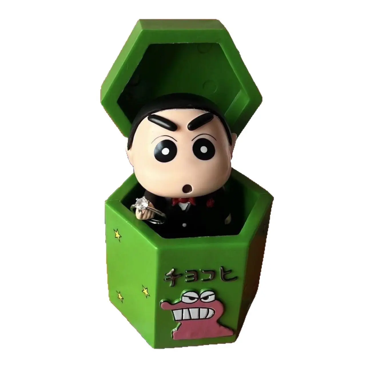 

10cm Crayon Shin-Chan - Proposal Shin-Chan Ring Holder, Desktop Decoration, Doll/Figure, Valentine'S Day Gift Desktop Collection