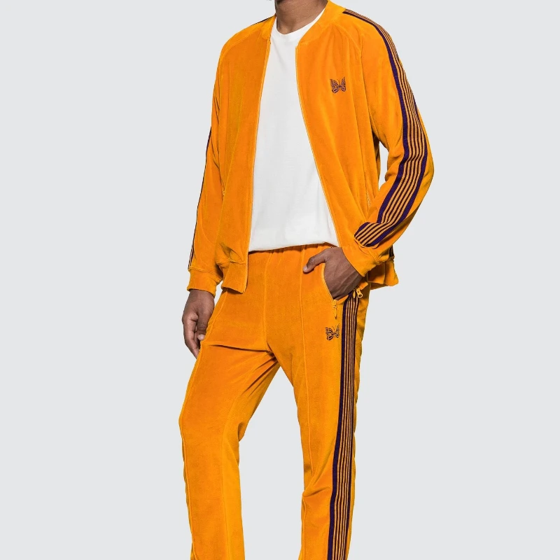 

Needles ssz track suits butterfly velvet cardigan retro woven tape zipper jacket pants sportswear set