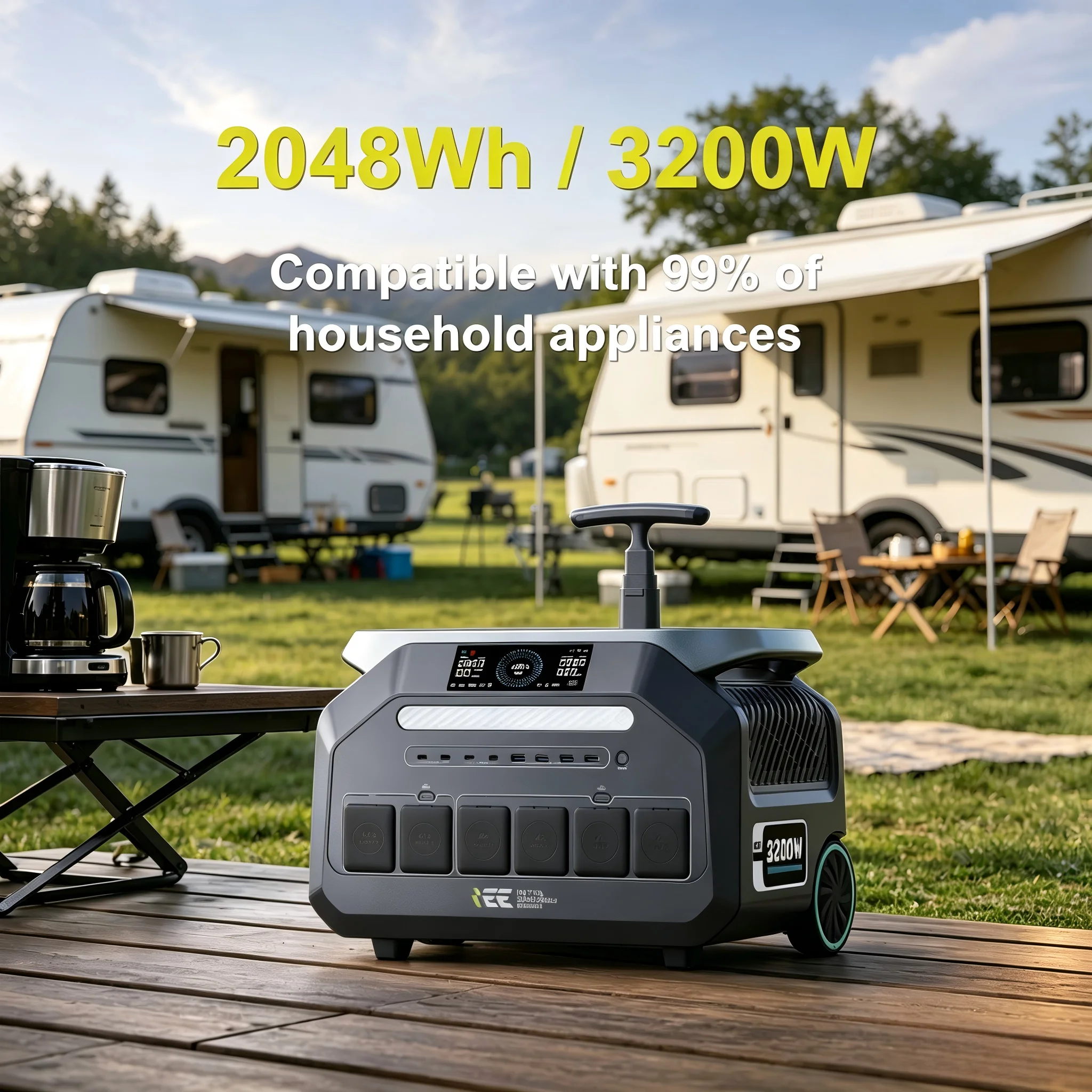 Off-grid Solar System Home Backup Emergency Power LiFePO4 2048wh 3200 watt MPPT solar generator portable mobile power station