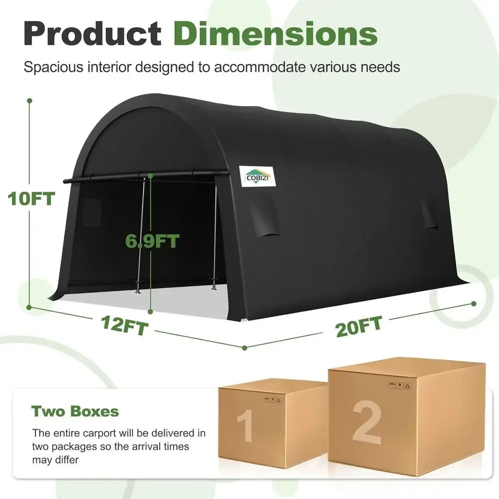 12x20 All-Season Heavy-Duty Portable Garage, Outdoor Storage Shed with Galvanized Steel and Ventilation